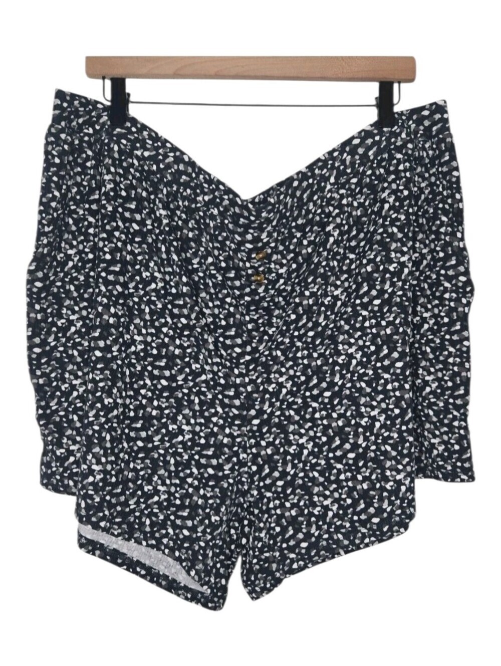 Ambrielle Sleepwear Womens Speckled Black Stones 5" Ribbed Shorts Plus Size 2X